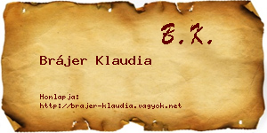 Brájer Klaudia névjegykártya